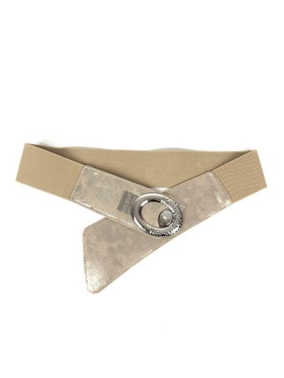 Lidy's elastik bælte 81331 Beige/ sølv  SEPTEMBER