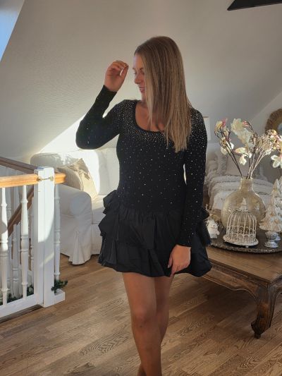 Soy & Co rhinesten kjole med layer 1143 sort