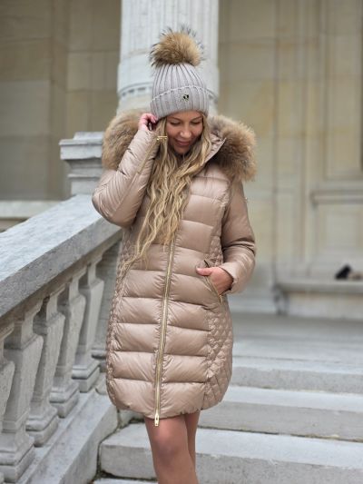 Rock and Blue Ciara Nougat vinterjakke med natur pels