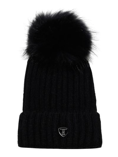 Rock and Blue Pom Pom Hat sort/sort faux fur kvinde