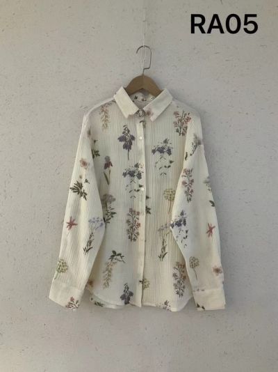 Rosa fashion Bomulds skjorte 05 beige  Sommer Flower print