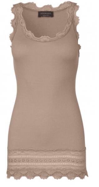 Rosemunde Lang Vintage Silketop Med Bred Blondekant 5315-878