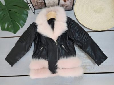 Chicaprie kids Læder look jakke 20003 lyserød / sort 