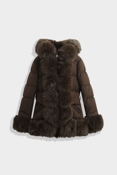 Copperose Hooded Parka med fake fur 7607 brun