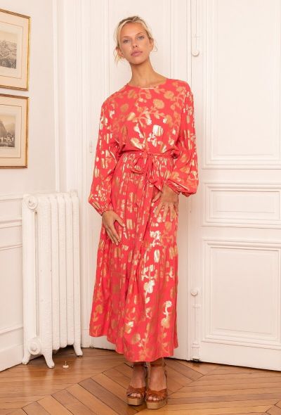 Last Queen holiday Dress Rose Red / Golden 9998