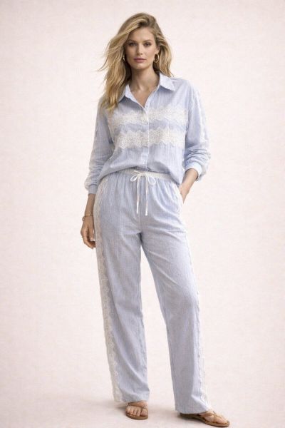 Emma & Ashley stribet forårs sæt 116 lyseblå