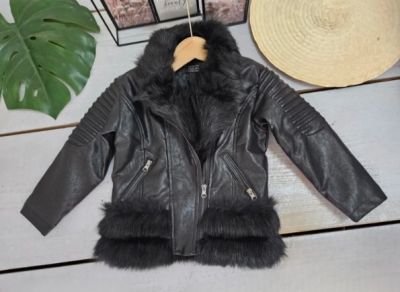 Chicaprie kids Læder look jakke 20003 Sort