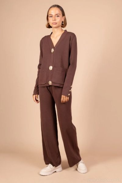 CMP55 Viscose sæt med Guld knapper 2231 choko