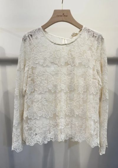 Cerise Blue blonde bluse med undertop 2521 creme