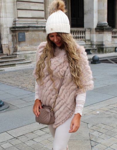 By Baunbaek Helen poncho med kanin kvinde 30016 Nude