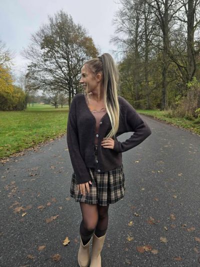 Jolifly Alpaca  soft cardigan 2675 brun