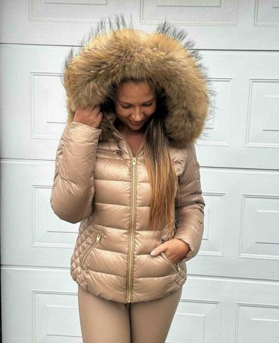 Rock and Blue Rita Nougat vinterjakke med natur pels