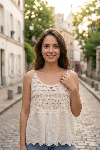 Rosa Fashion top i smuk broderi 603 flere farver