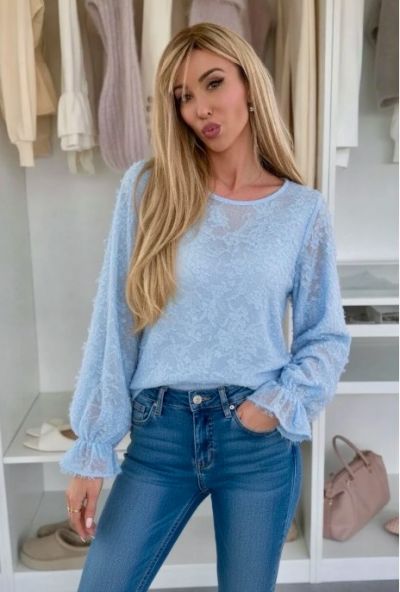 Issyma sweet fluffy bluse 9663 lyseblå