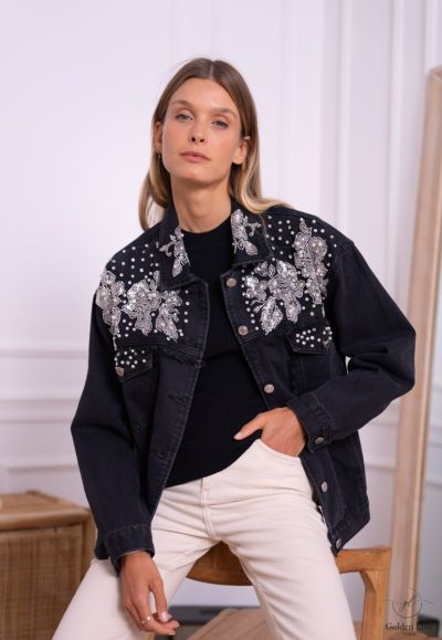 Golden Live denim jakke med blonde 2311 sort
