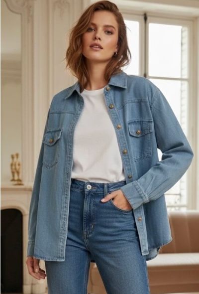 Esther H denim skjorte 8122 jeans blue