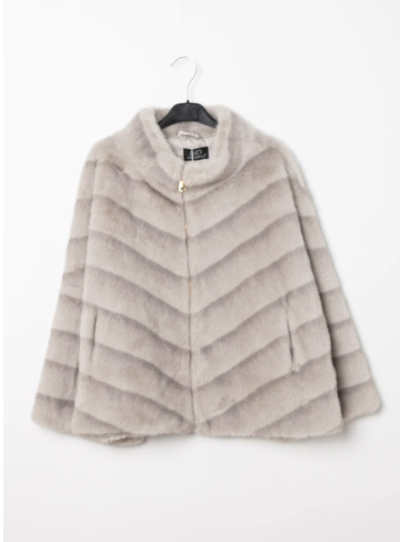 Angelique.L Oversized kort fake fur jakke Light Grey