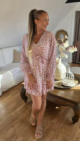 Latino summer dress 15026 rosa leaves