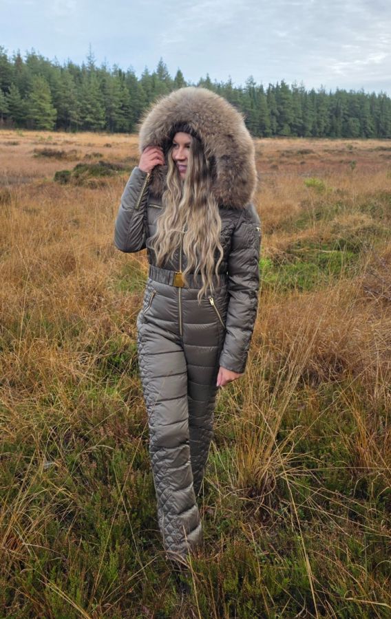 Rock and Blue Ciara jumpsuit Crocodile med natur ægte pels