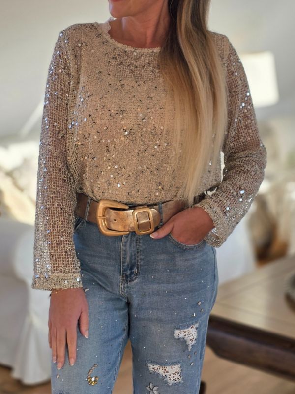 Kilky glimmer bluse dp007  lys beige