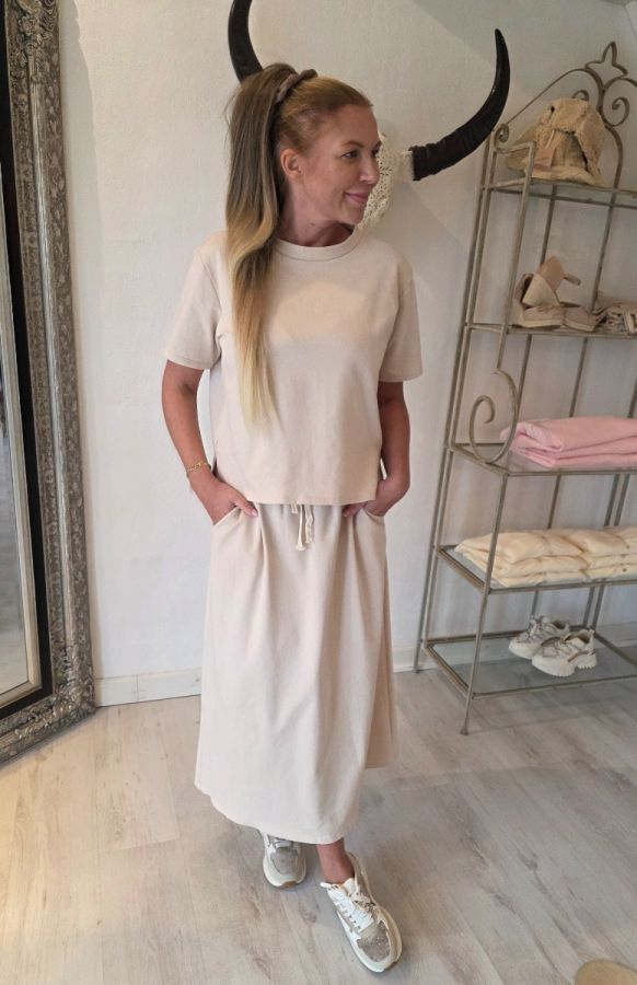 Bellavie Sweat nederdel sæt 3955 beige