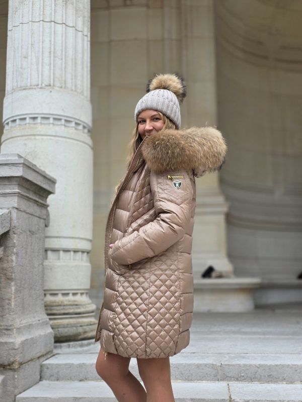 Rock and Blue Ciara Nougat vinterjakke med natur pels