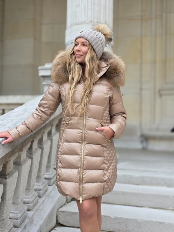 Rock and Blue Ciara Nougat vinterjakke med natur pels