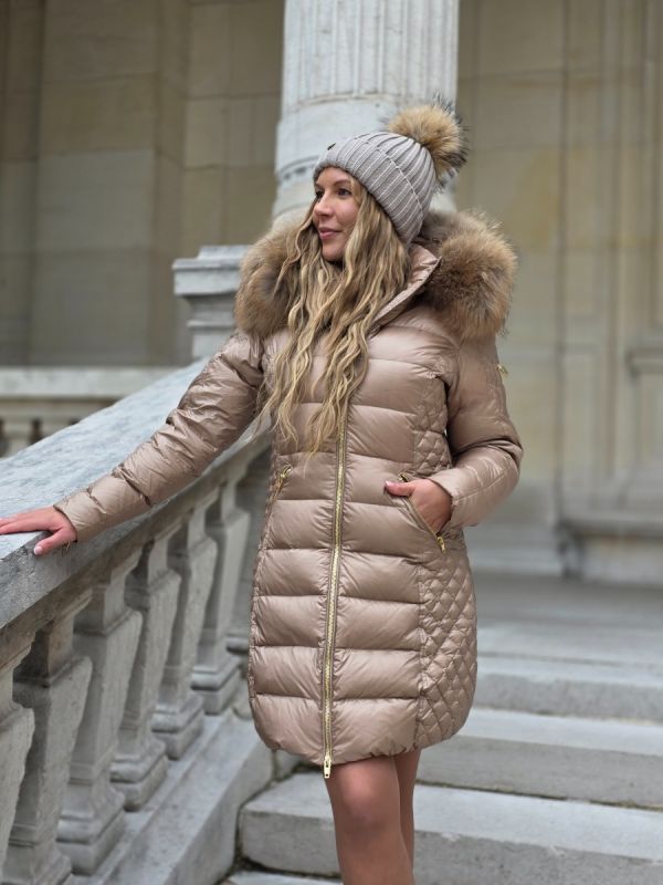 Rock and Blue Ciara Nougat vinterjakke med natur pels