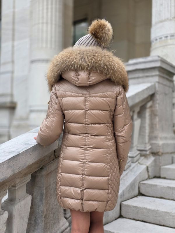 Rock and Blue Ciara Nougat vinterjakke med natur pels