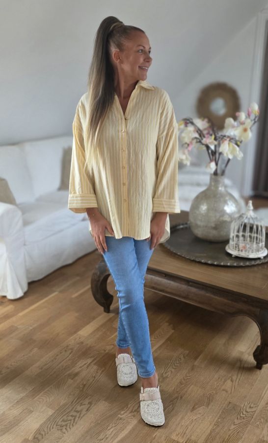 Unigirl stribet skjorte 3057 Light yellow 