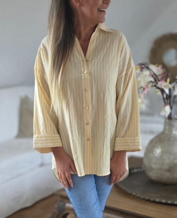 Unigirl stribet skjorte 3057 Light yellow 