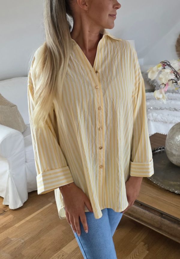 Unigirl stribet skjorte 3057 Light yellow 