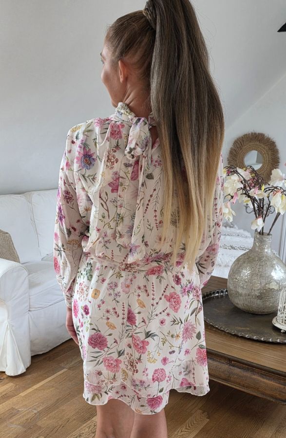 Lovika summer flower dress kort 13655 rosa