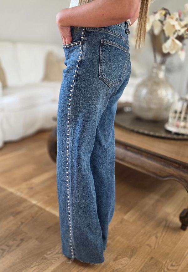 Folyrose jeans med runde nitter 5377 dark denim