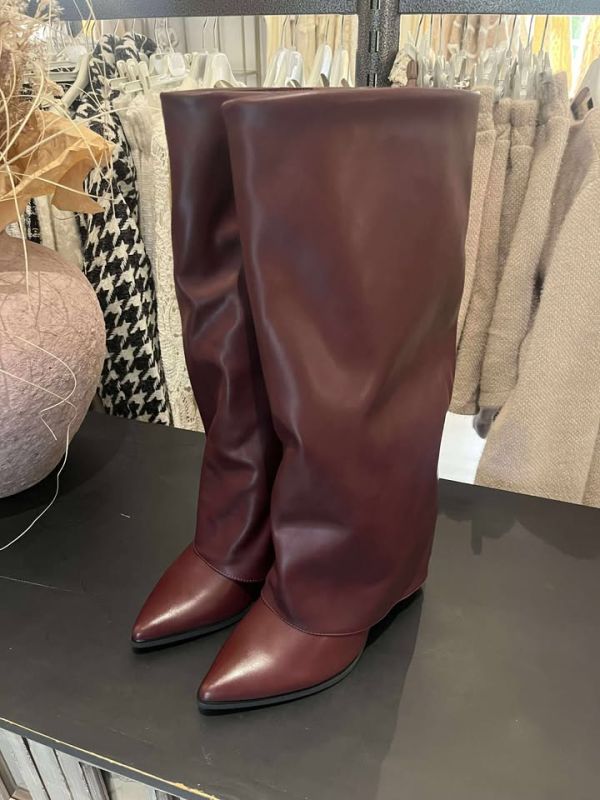 Ideal støvler i læderlook 7653 bordeaux