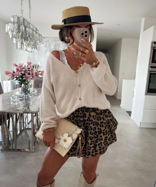 Jolifly Alpaca  soft cardigan 2675 beige