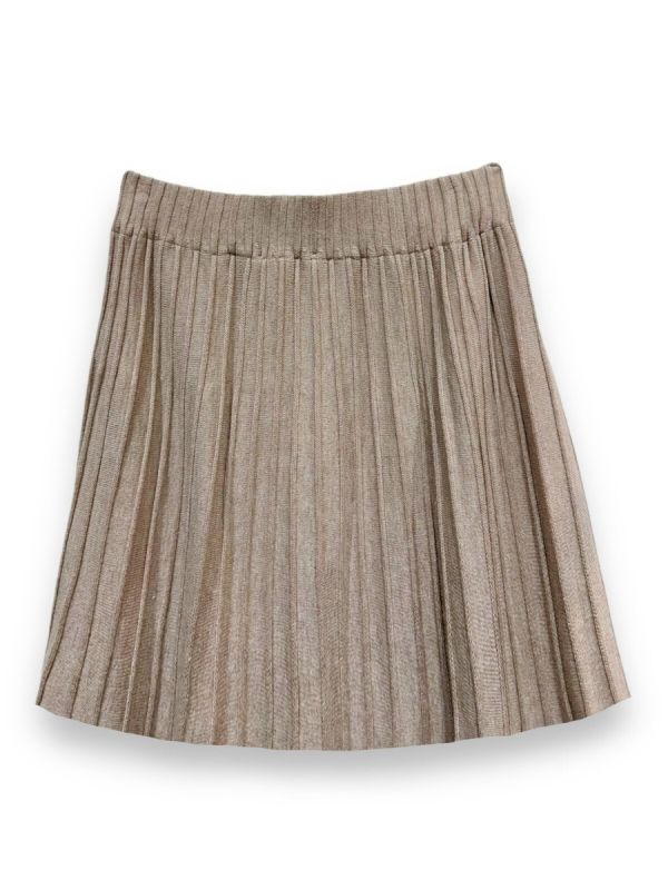 Lafée plisseret strik nederdel 9815 taupe
