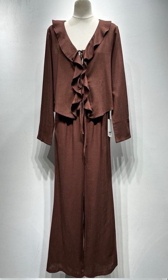 Mochy sæt med Flæse skjorte 6239 brun