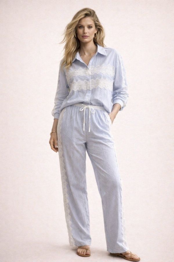 Emma & Ashley stribet forårs sæt 116 lyseblå