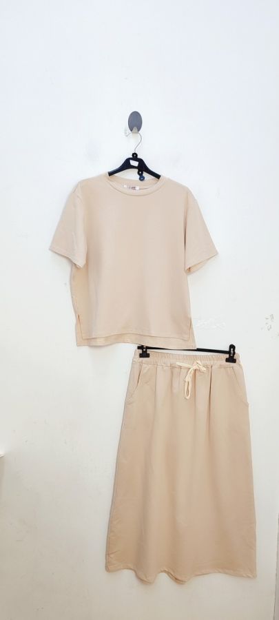 Bellavie Sweat nederdel sæt 3955 beige