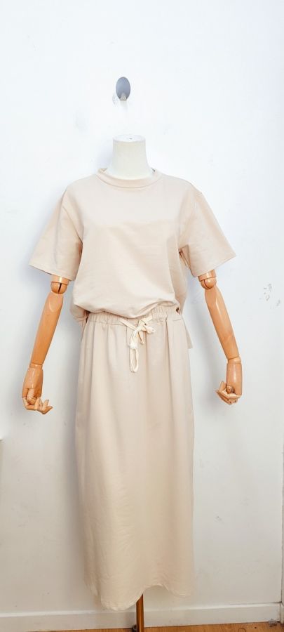 Bellavie Sweat nederdel sæt 3955 beige