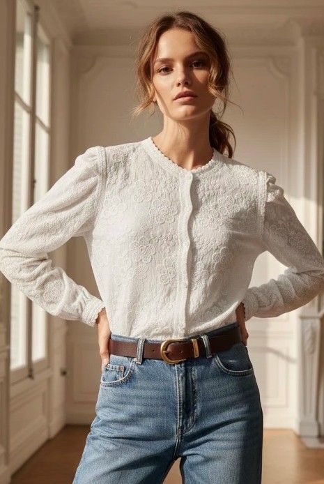 Esther H Blonde skjorte bluse Hvid