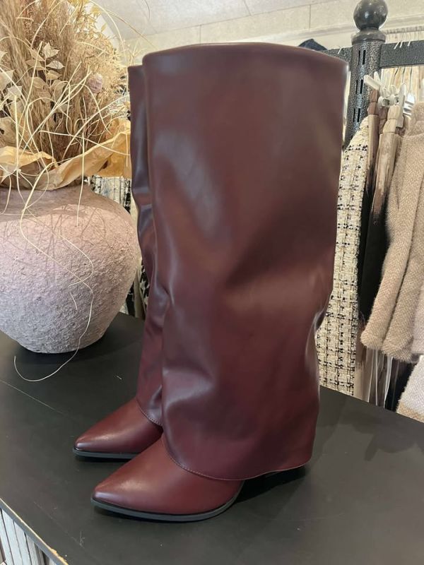 Ideal støvler i læderlook 7653 bordeaux