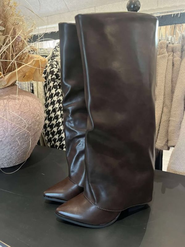 Ideal støvler i læderlook 7653 brun