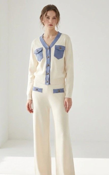 Stella Denim kontrast sæt 26190 creme