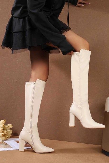 Cink Me Støvle med hæl og pointed toe 07-62 beige