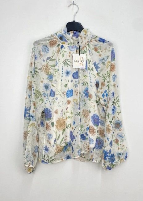 Lovika flower bluse 13758 blå