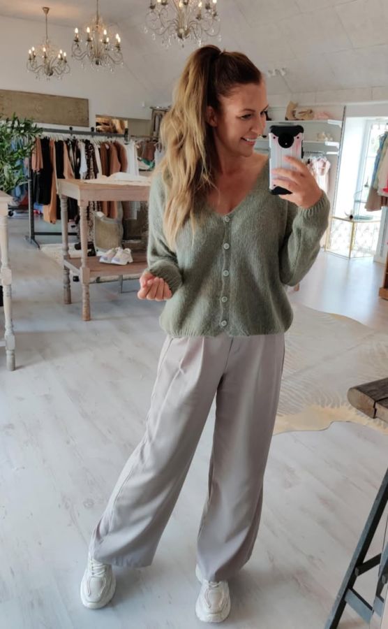 Lacomy Mohair strik cardigan 2903 Khaki