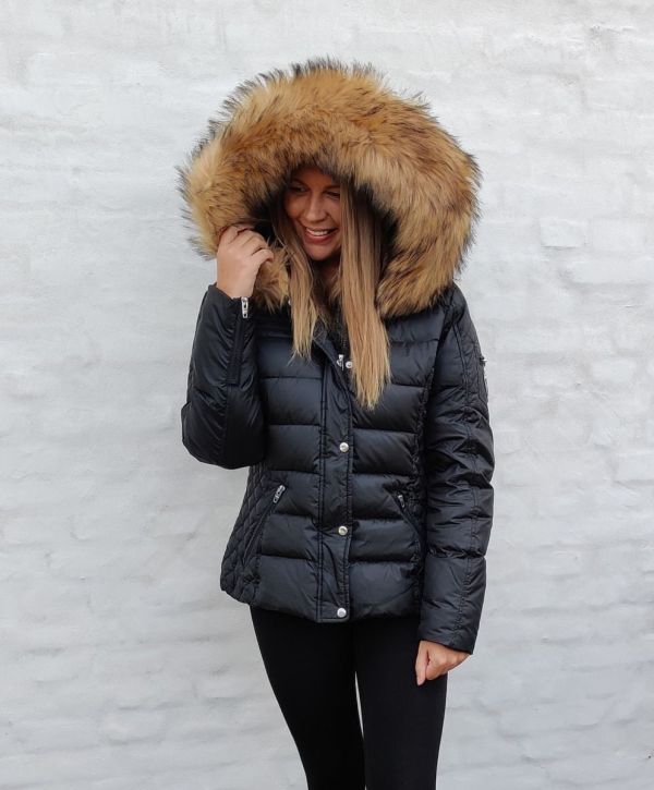 Rock and Blue Zora sort vinterjakke med Natur Fake Fur 