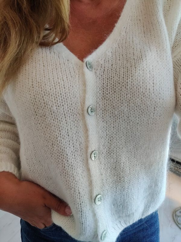 Lacomy Mohair strik cardigan 2903 Hvid